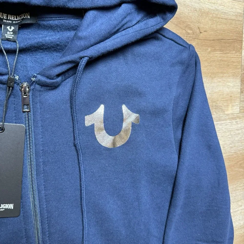True Religion Full‎ Zip Hoodie Men's Small Dress Blue City Budda Streetwear